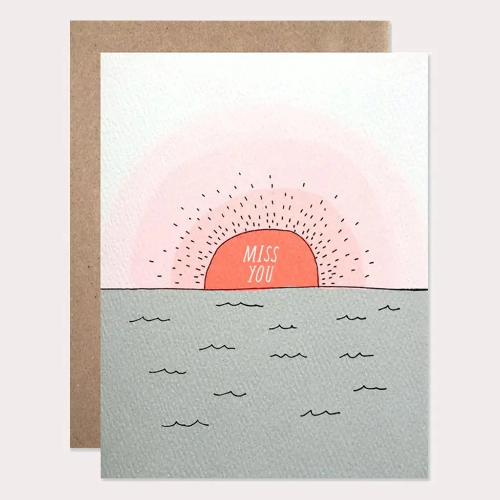 I Miss You Sunset Card