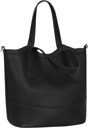 Iswee Picotin Bag Soft Leather Bucket Bag Shoulder Bag Black Hobo Bags Genuine Leather Handbags for Women Tote Crossbody (Black)