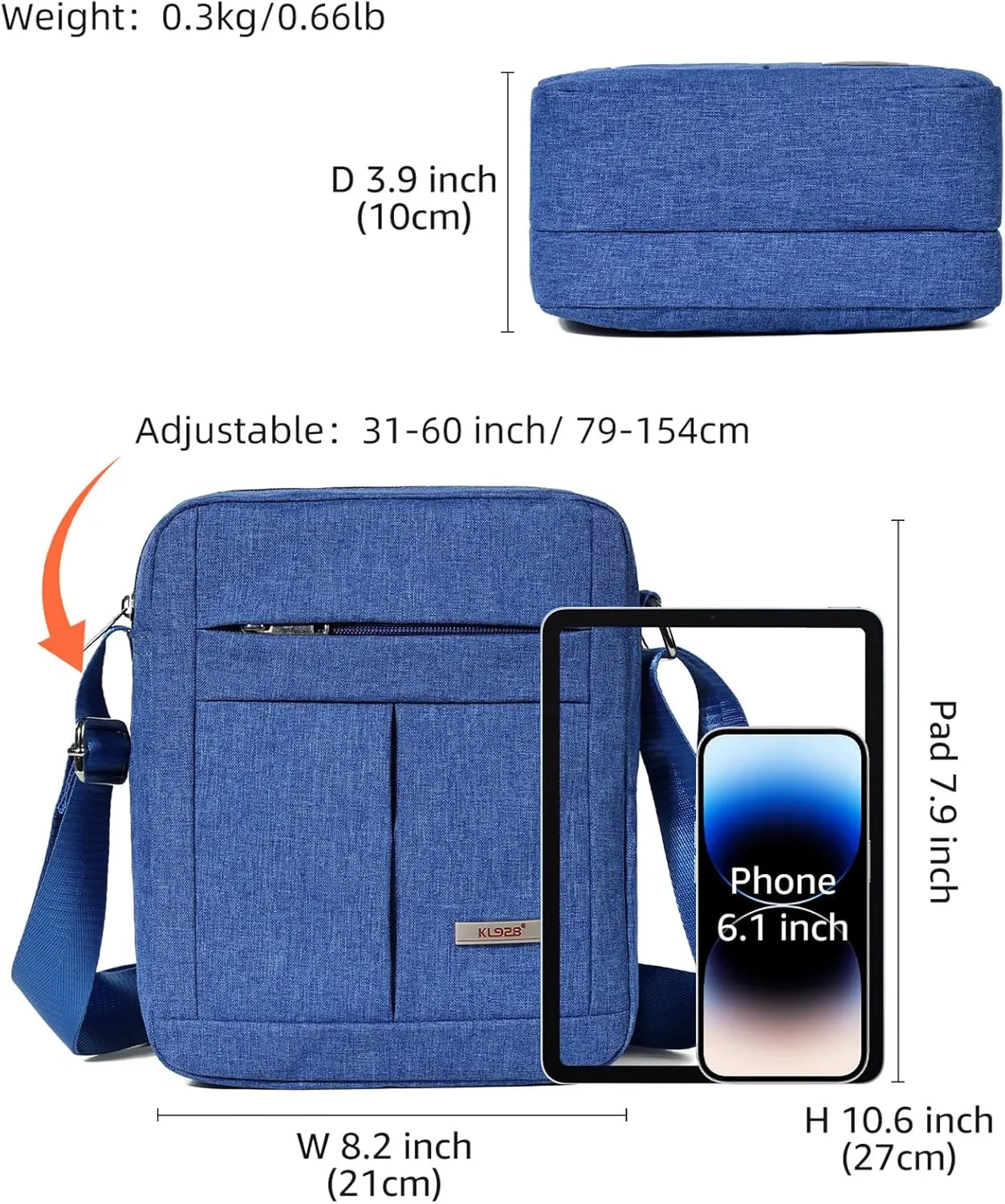 KL928 Men's Messenger Bag - Crossbody Shoulder Bags Travel Bag Man Purse Casual Sling Pack for Work Business
