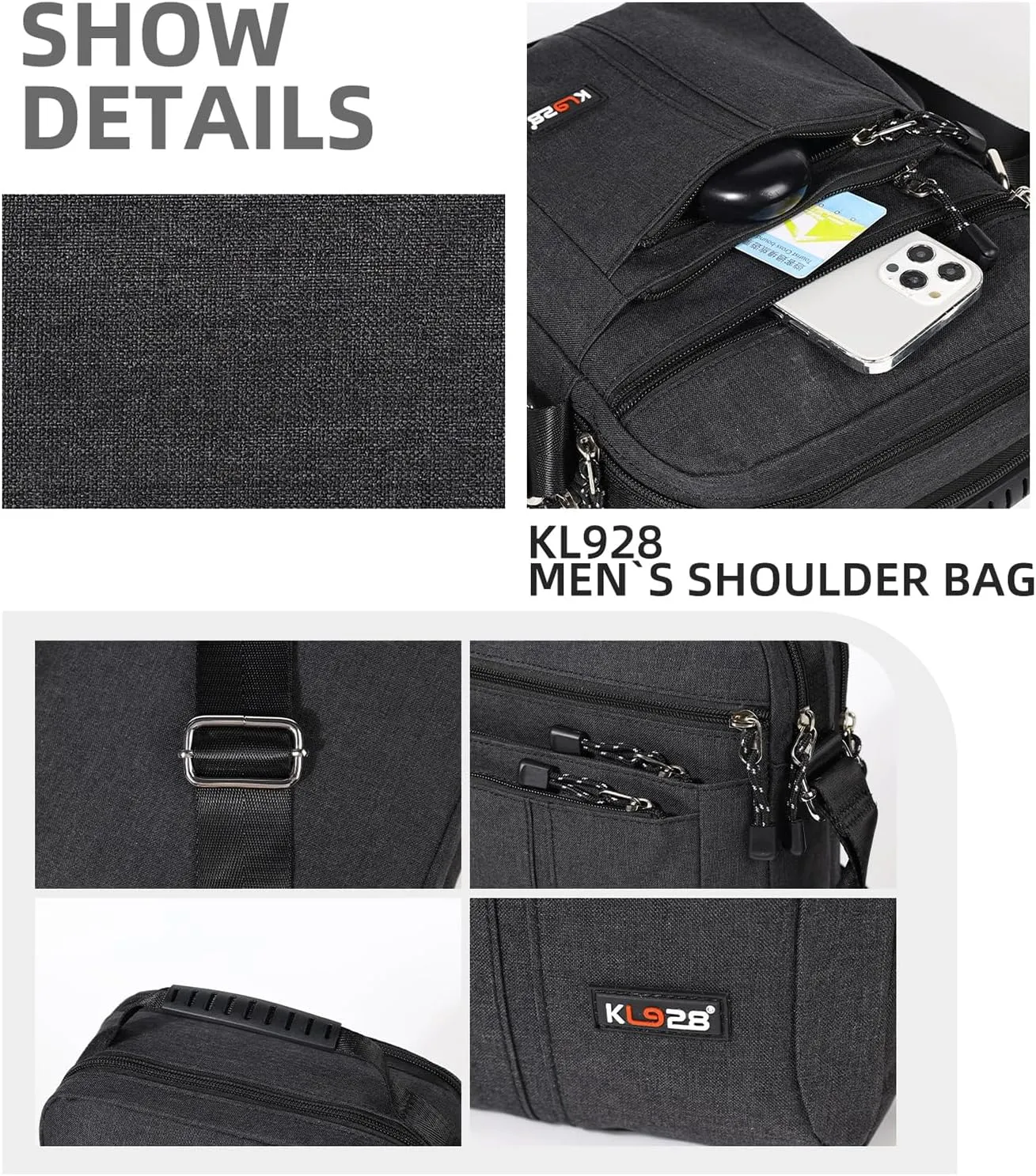 KL928 Men's Messenger Bag - Crossbody Shoulder Bags Travel Bag Man Purse Casual Sling Pack for Work Business