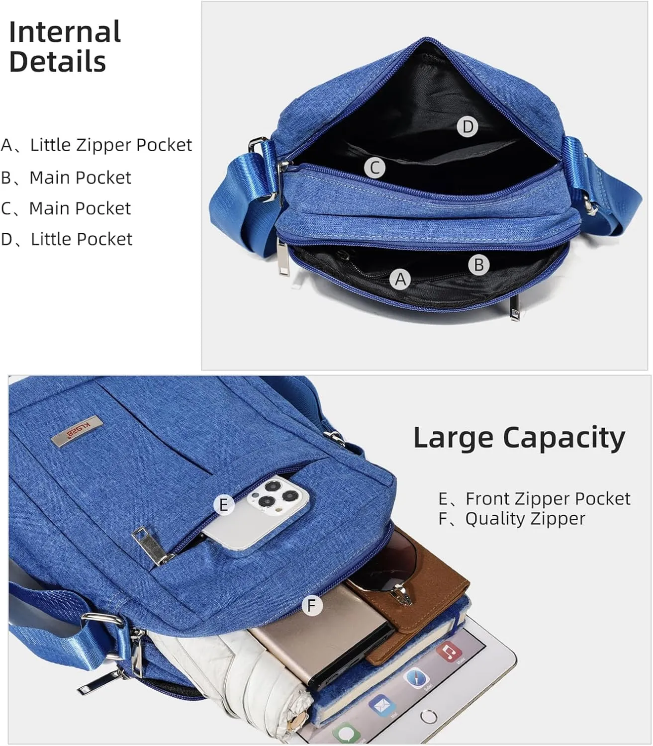 KL928 Men's Messenger Bag - Crossbody Shoulder Bags Travel Bag Man Purse Casual Sling Pack for Work Business