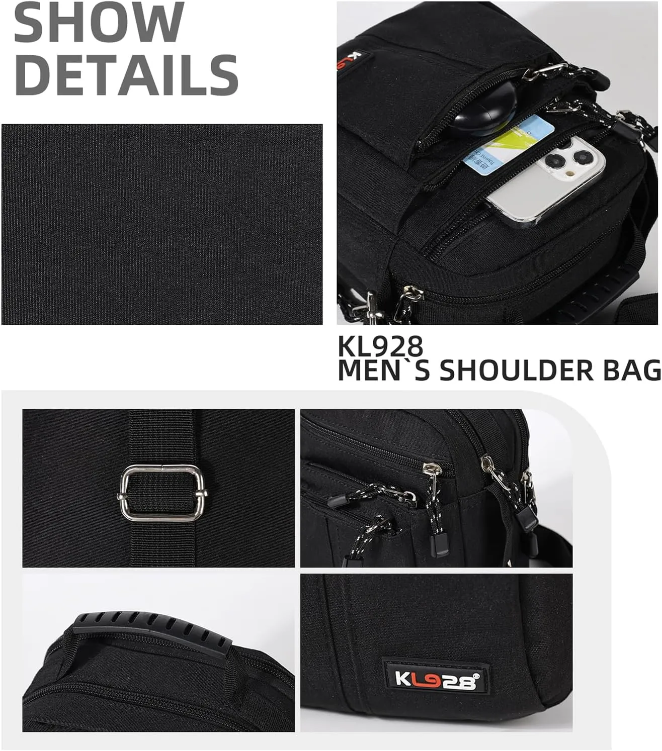 KL928 Men's Messenger Bag - Crossbody Shoulder Bags Travel Bag Man Purse Casual Sling Pack for Work Business