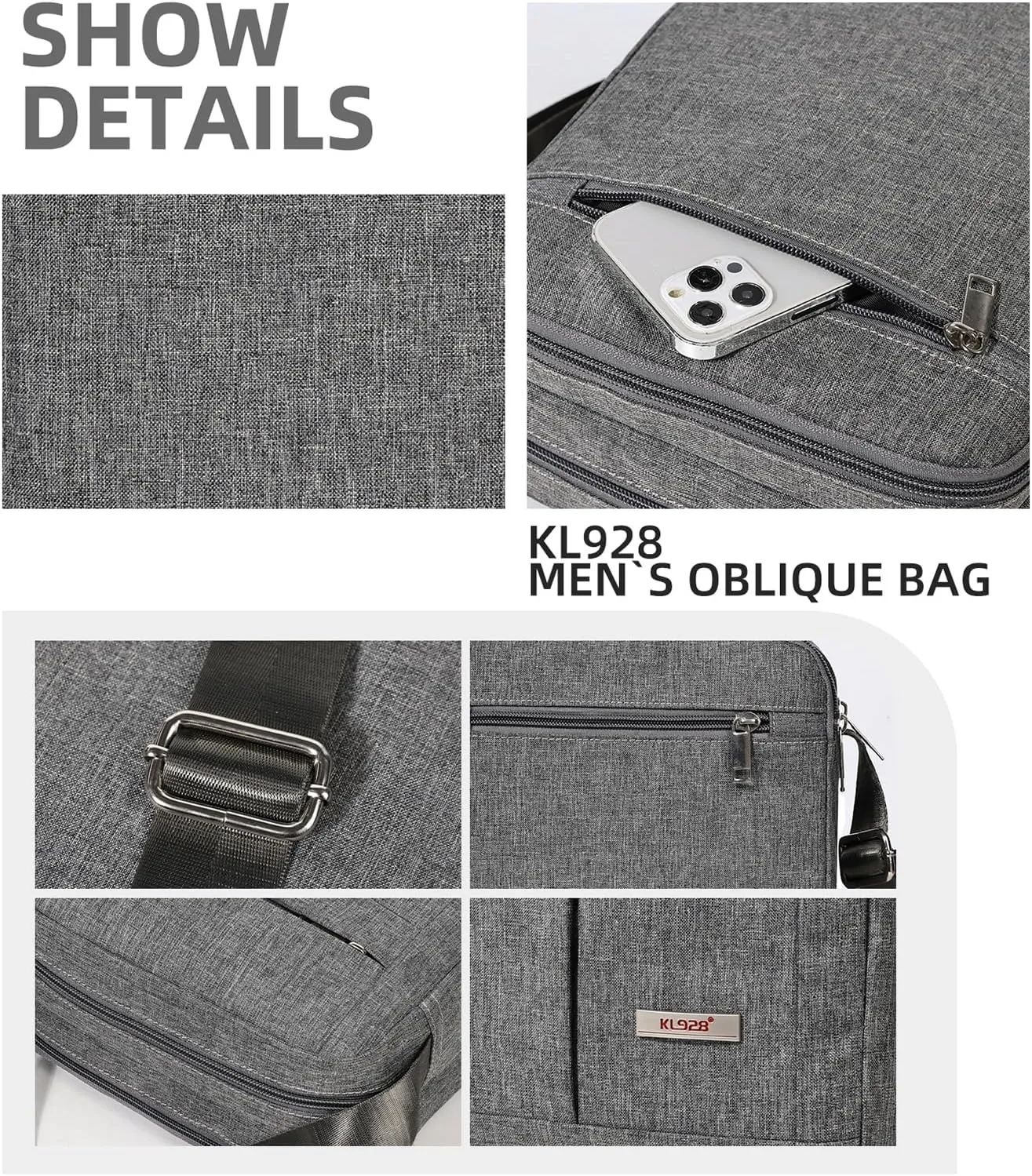 KL928 Men's Messenger Bag - Crossbody Shoulder Bags Travel Bag Man Purse Casual Sling Pack for Work Business