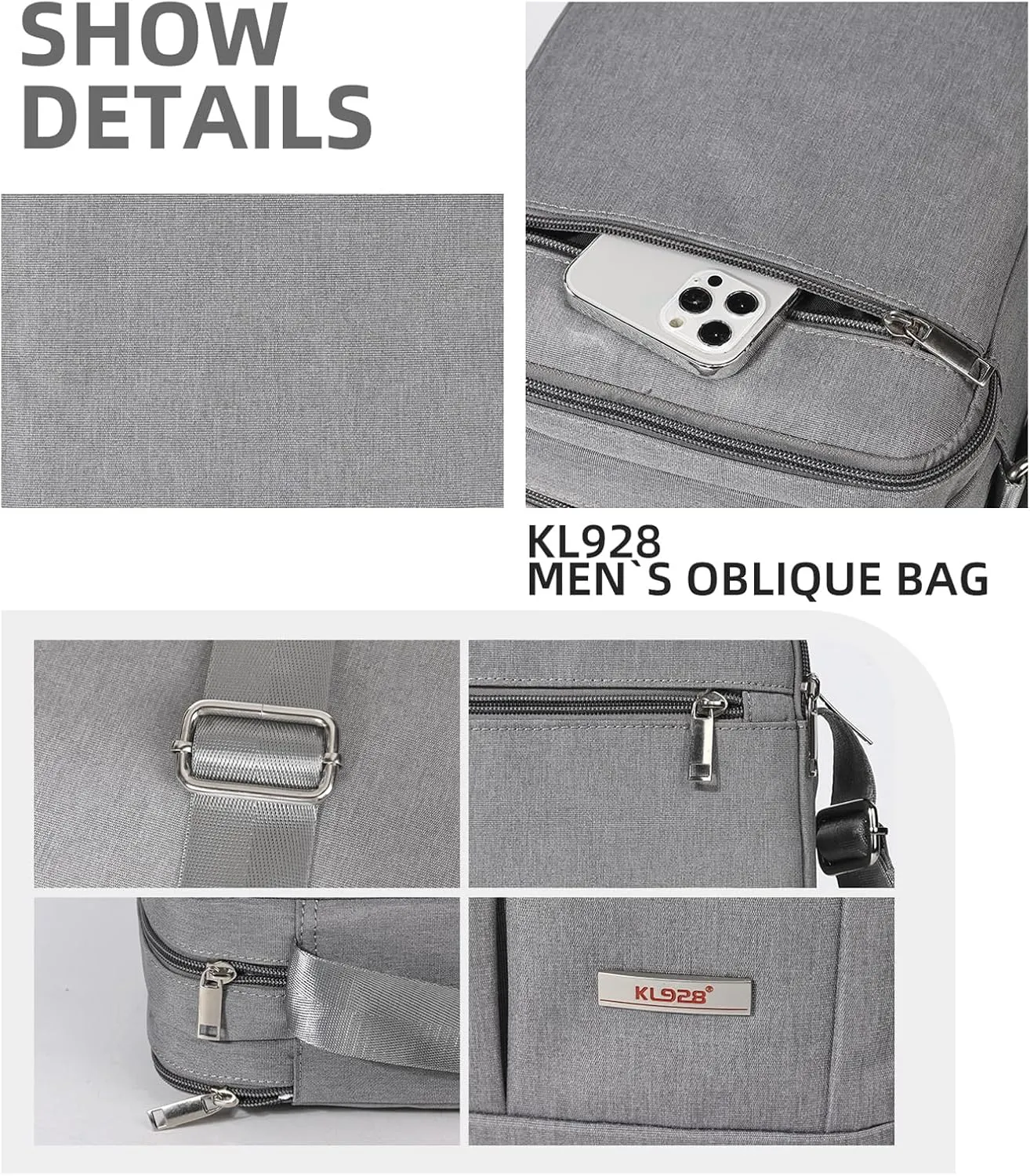 KL928 Men's Messenger Bag - Crossbody Shoulder Bags Travel Bag Man Purse Casual Sling Pack for Work Business