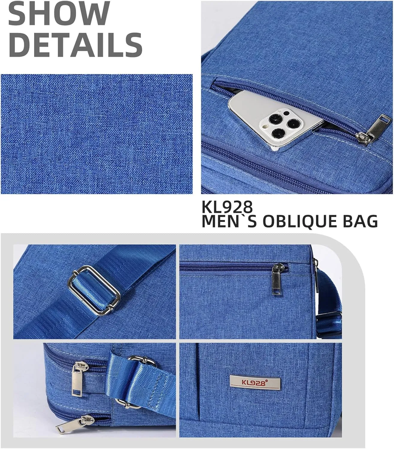 KL928 Men's Messenger Bag - Crossbody Shoulder Bags Travel Bag Man Purse Casual Sling Pack for Work Business