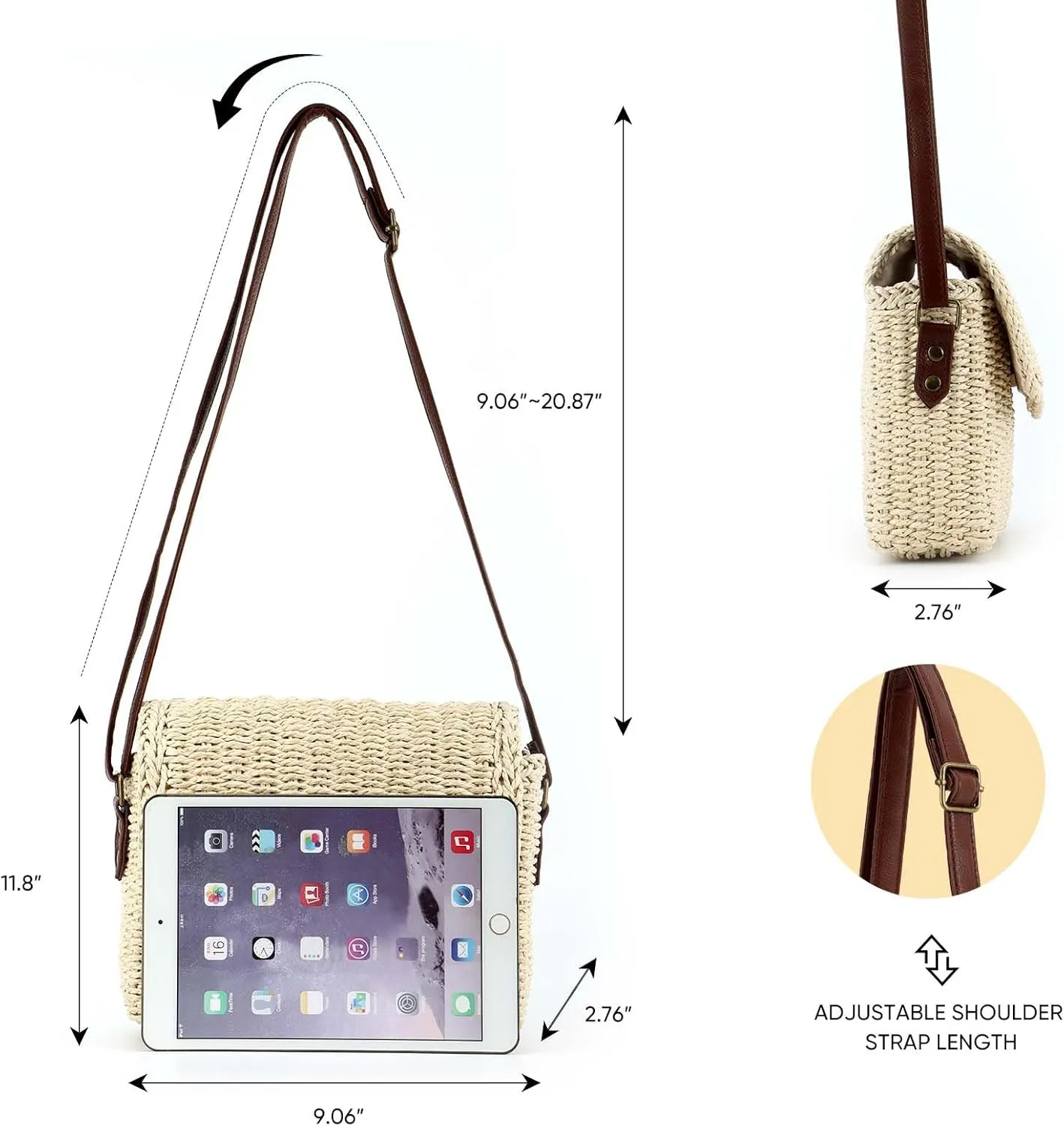 KUANG! Straw Bag for Women Summer Woven Beach Handbag Clutch Crossbody Shoulder Bags