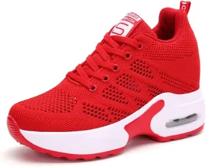 Ladies Jazz Shoes Lace Up Mesh Sneakers - Breathable Cushion Ladies Split Sole Sports Walking Dance Shoes Thick Sole