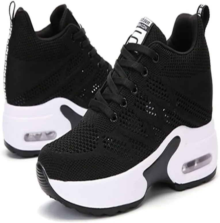 Ladies Jazz Shoes Lace Up Mesh Sneakers - Breathable Cushion Ladies Split Sole Sports Walking Dance Shoes Thick Sole