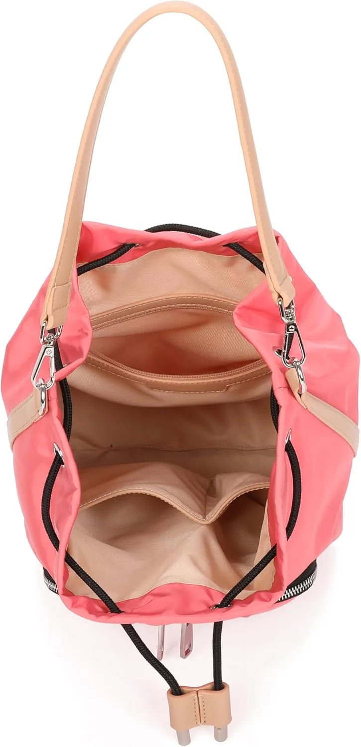 Large capacity women's bucket backpack, crossbody bag, and handbag shoulder bag backpack
