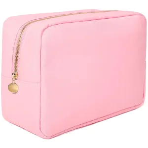 Large Makeup Bag Travel Bag Pouch, Pink Toiletry Bag Makeup Organizer Nylon Bag Cosmetic Preppy Bag Zipper Pouches Brides Bag