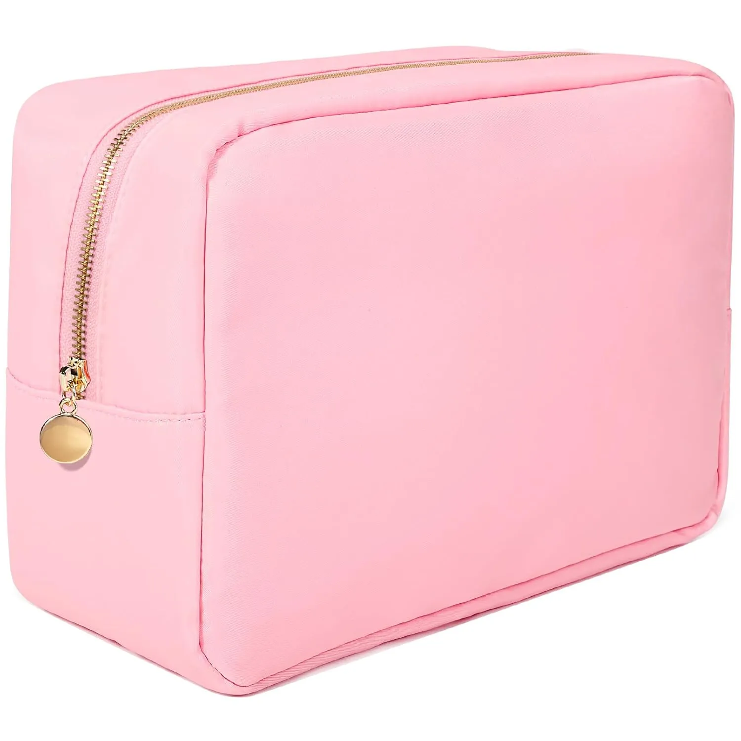 Large Makeup Bag Travel Bag Pouch, Pink Toiletry Bag Makeup Organizer Nylon Bag Cosmetic Preppy Bag Zipper Pouches Brides Bag
