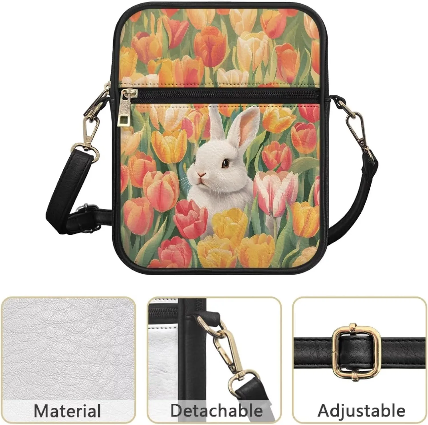 Leather Messenger Bag Womens Sling Bag Crossbody Shoulder Bags Ladies Fashion Zipper Pockets Travel Bag for Gifts