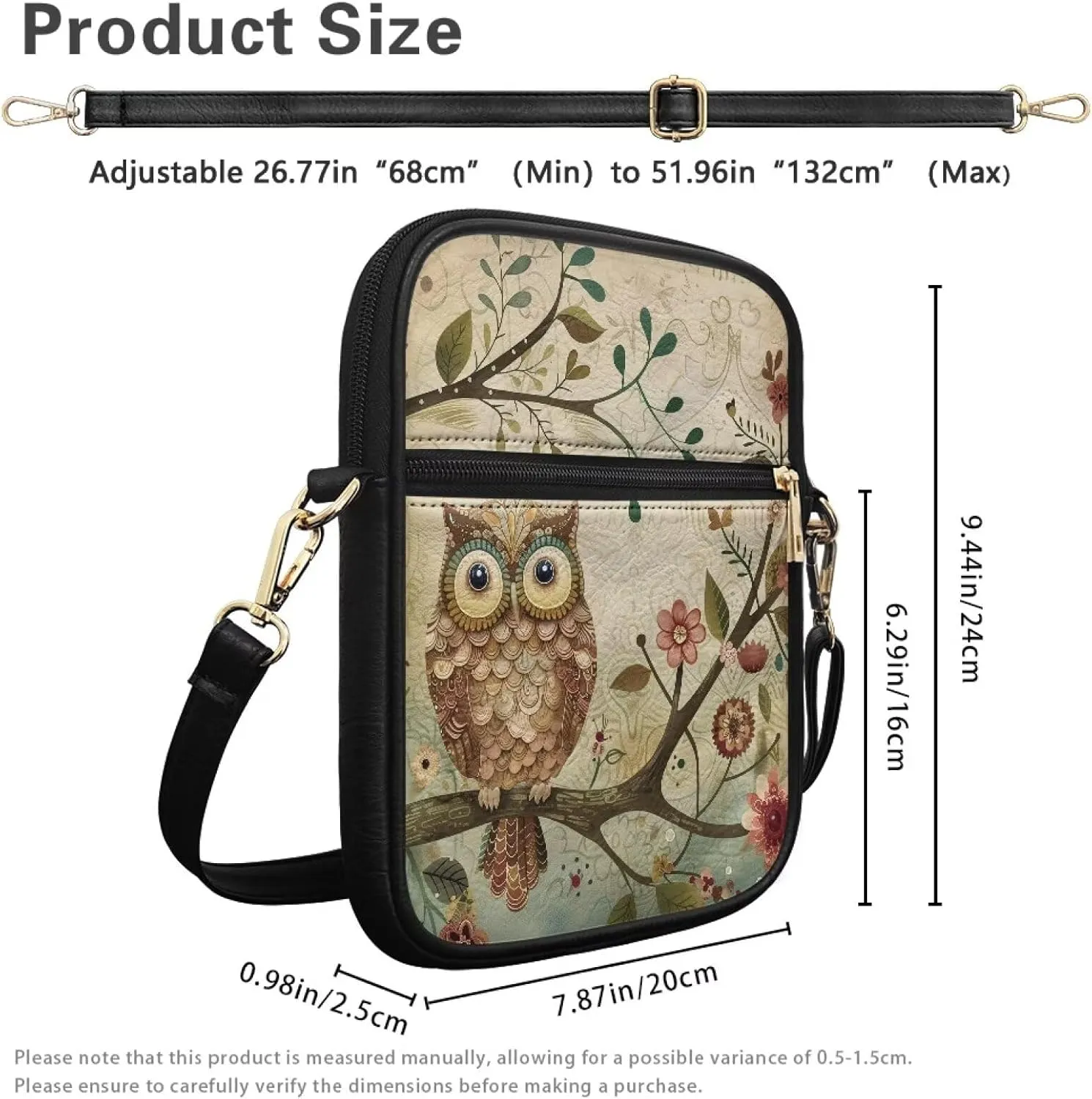 Leather Messenger Bag Womens Sling Bag Crossbody Shoulder Bags Ladies Fashion Zipper Pockets Travel Bag for Gifts