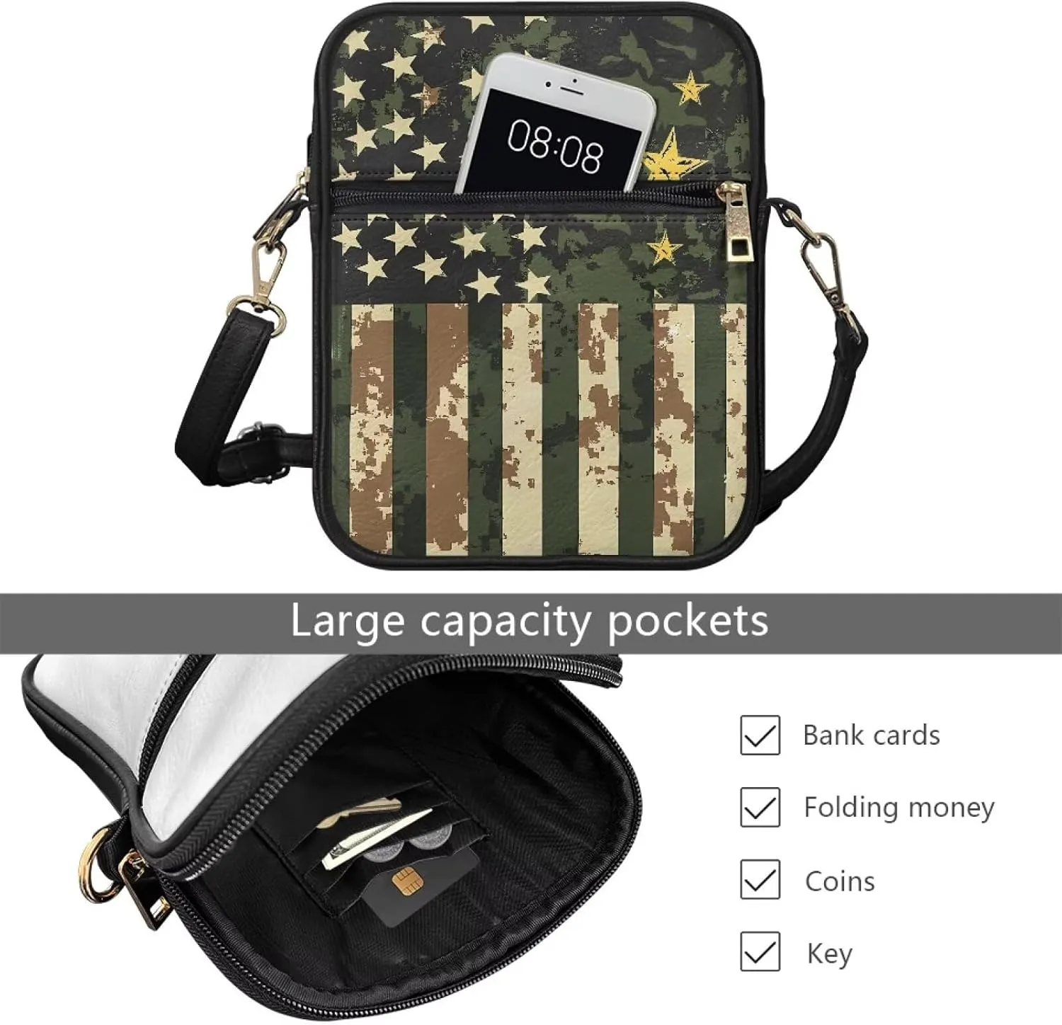 Leather Messenger Bag Womens Sling Bag Crossbody Shoulder Bags Ladies Fashion Zipper Pockets Travel Bag for Gifts