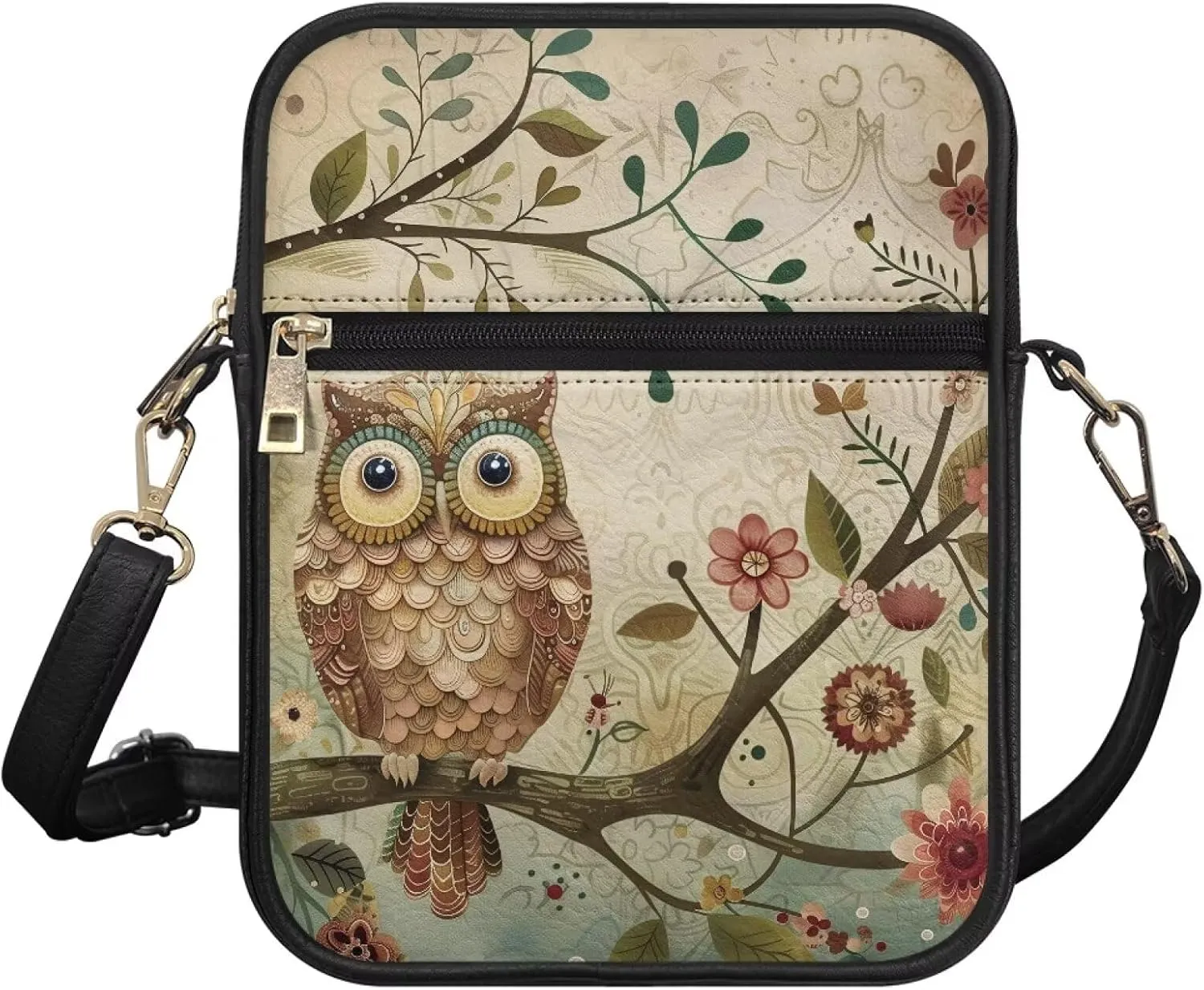 Leather Messenger Bag Womens Sling Bag Crossbody Shoulder Bags Ladies Fashion Zipper Pockets Travel Bag for Gifts