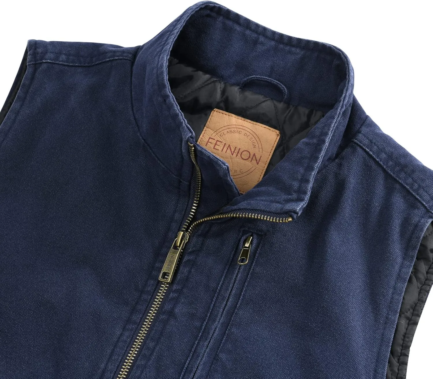 Men's Quilted Lined Zip-up Work Vest Washed Cotton Outwear Sleeveless Jacket