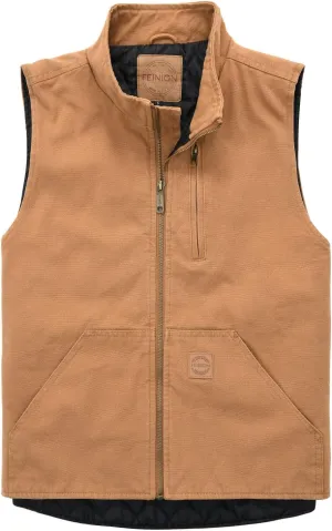 Men's Quilted Lined Zip-up Work Vest Washed Cotton Outwear Sleeveless Jacket