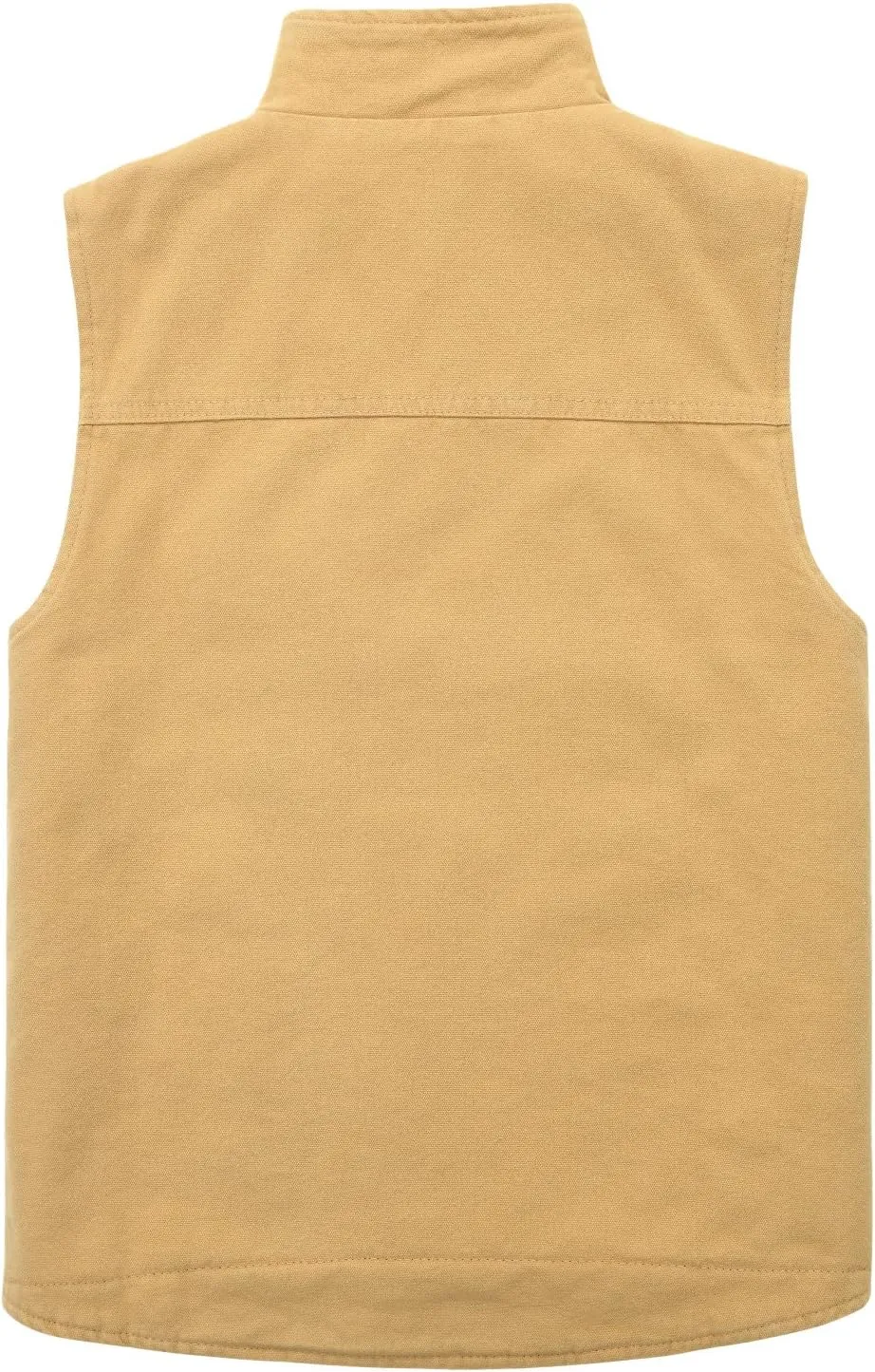 Men's Quilted Lined Zip-up Work Vest Washed Cotton Outwear Sleeveless Jacket