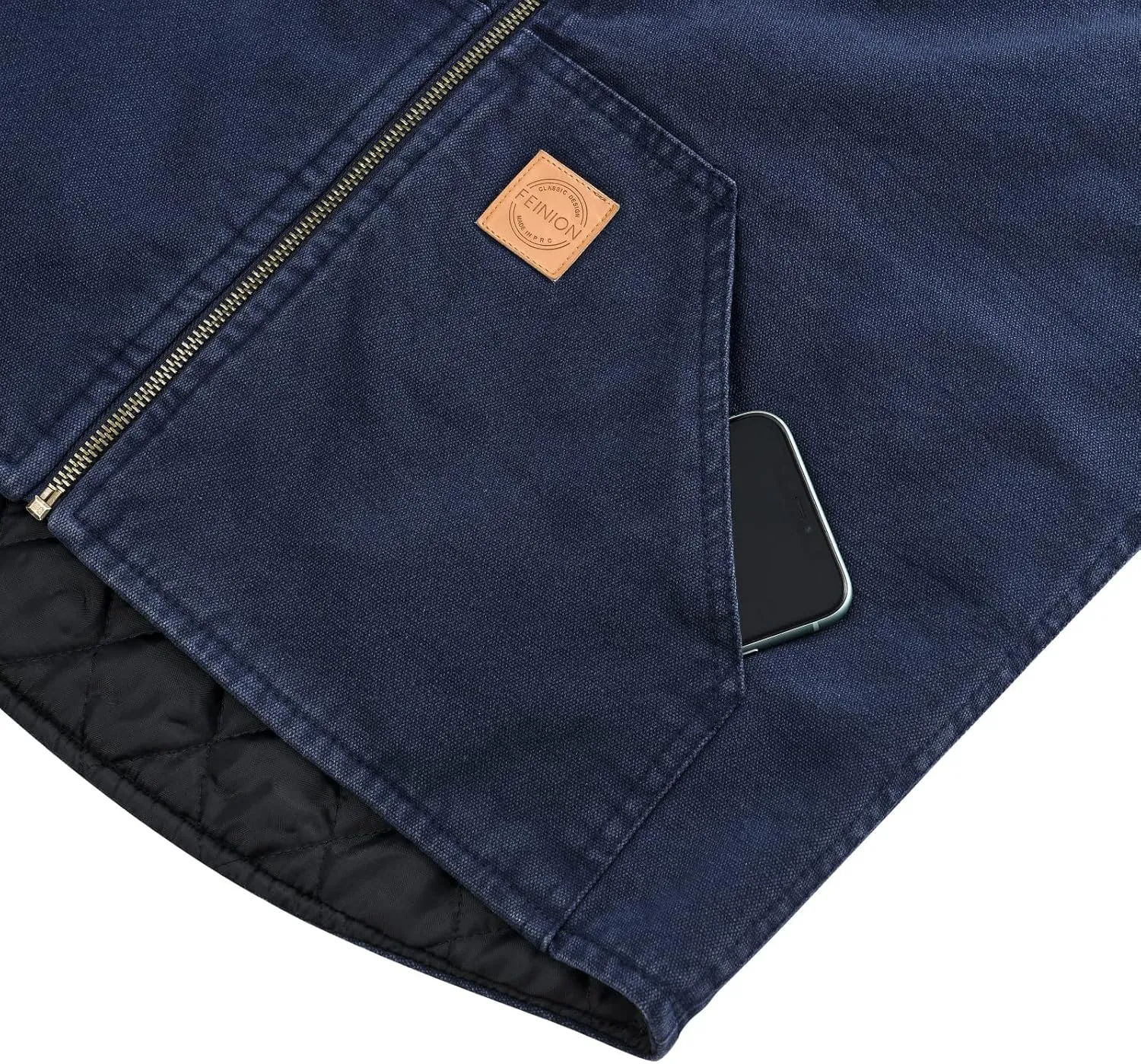 Men's Quilted Lined Zip-up Work Vest Washed Cotton Outwear Sleeveless Jacket