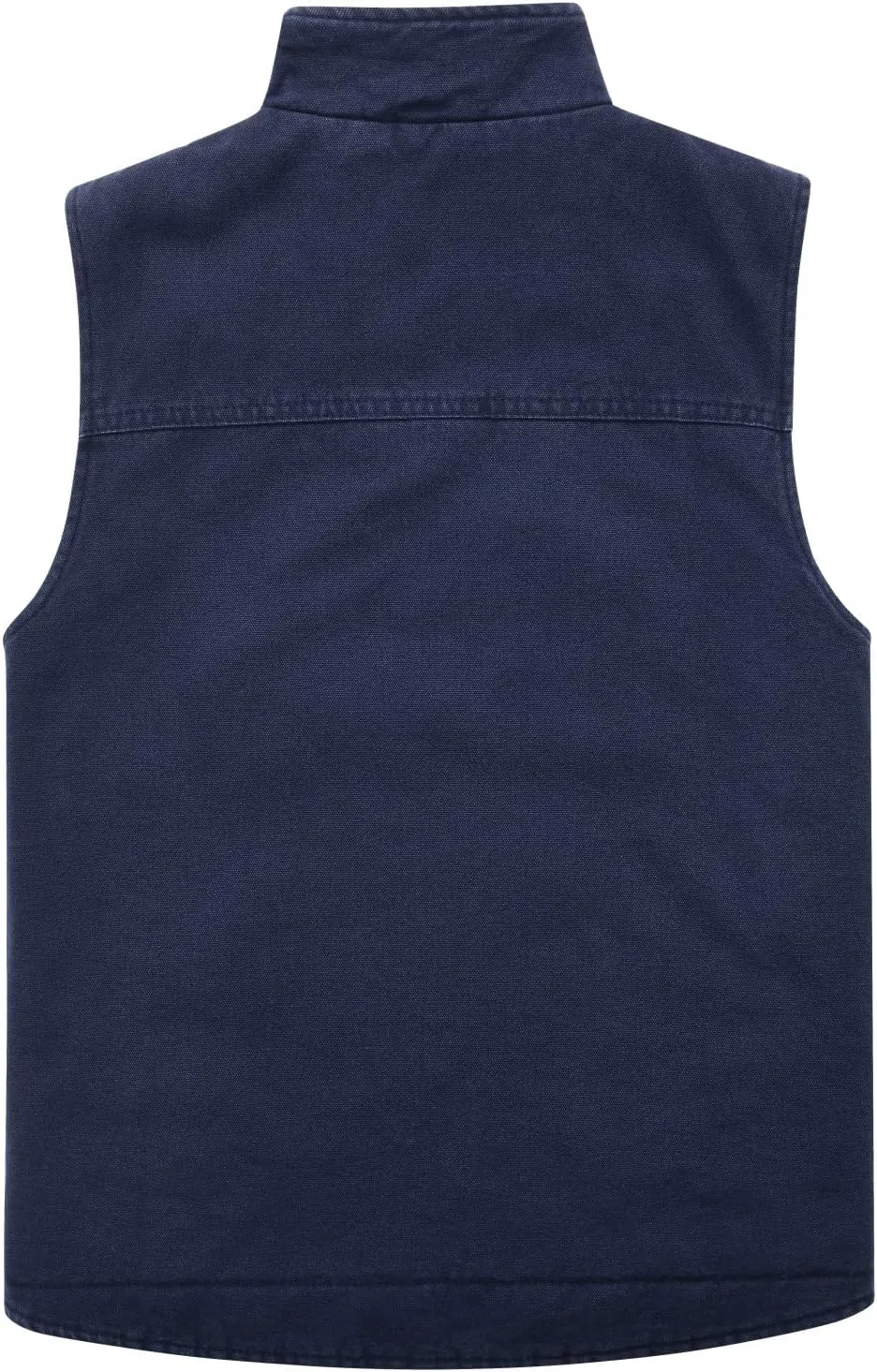 Men's Quilted Lined Zip-up Work Vest Washed Cotton Outwear Sleeveless Jacket