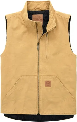 Men's Quilted Lined Zip-up Work Vest Washed Cotton Outwear Sleeveless Jacket