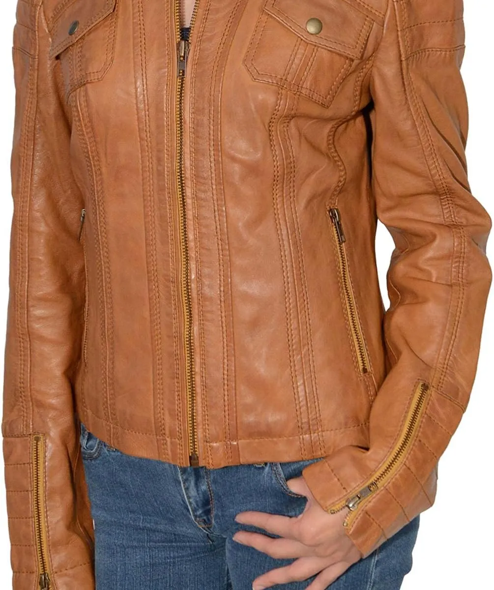 Milwaukee Leather SFL2805 Women's Black Quilted Mandarin Collar Fashion Casual Motorcycle Leather Jacket