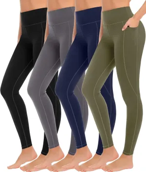 MIRITY 4 Pack Yoga Leggings with Pockets for Women - High Waist Tummy Control Pants for Workout