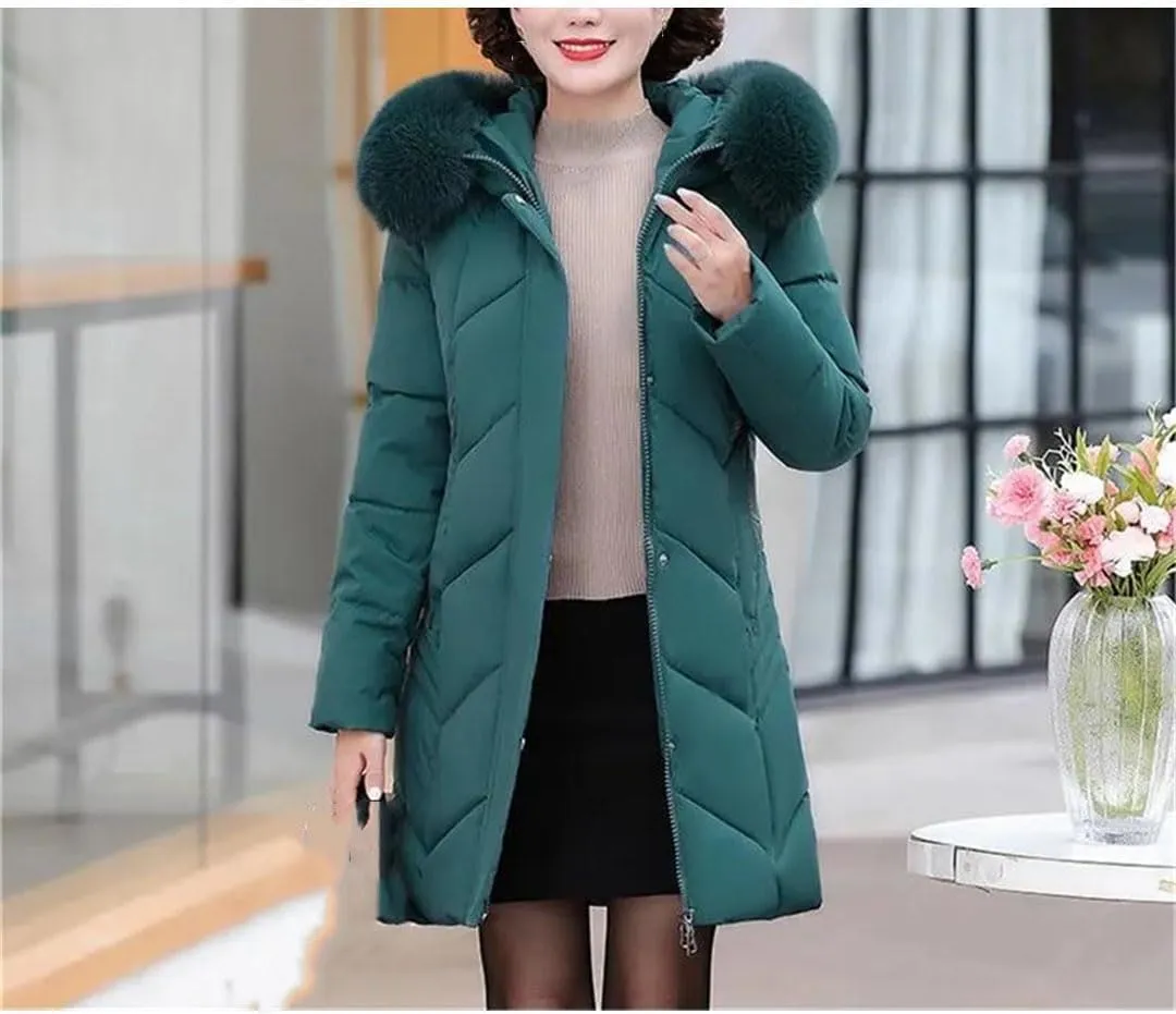 Mother Winter Coat Elderly Cotton Padded Jacket Women's Thicken Down Padded Jacket Hooded Parka
