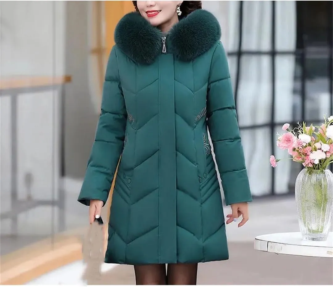 Mother Winter Coat Elderly Cotton Padded Jacket Women's Thicken Down Padded Jacket Hooded Parka