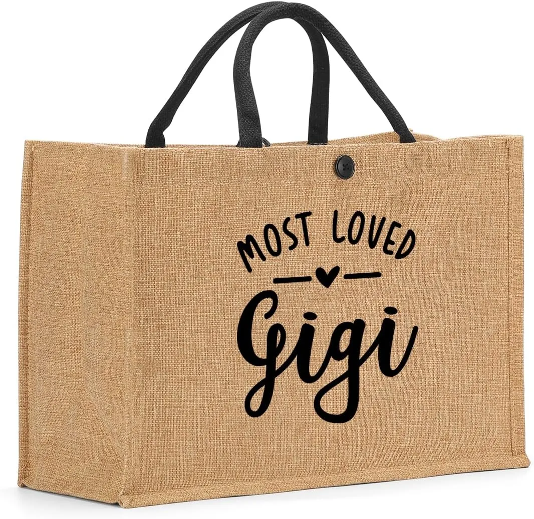 Nanny Mama Mom Memaw Abuela Granny Mimi Aunt Grandma Nana Gigi Gifts Burlap Tote Bag for Women Lady