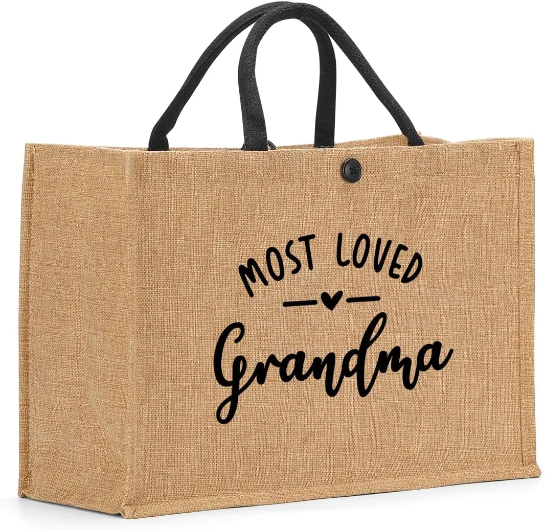 Nanny Mama Mom Memaw Abuela Granny Mimi Aunt Grandma Nana Gigi Gifts Burlap Tote Bag for Women Lady