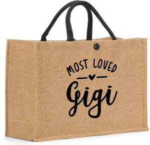 Nanny Mama Mom Memaw Abuela Granny Mimi Aunt Grandma Nana Gigi Gifts Burlap Tote Bag for Women Lady
