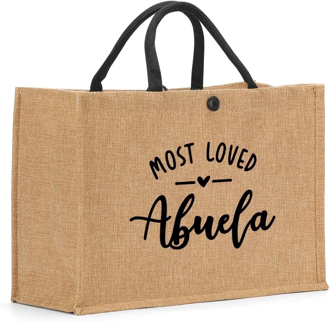 Nanny Mama Mom Memaw Abuela Granny Mimi Aunt Grandma Nana Gigi Gifts Burlap Tote Bag for Women Lady