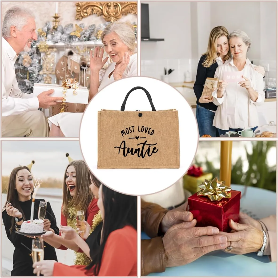 Nanny Mama Mom Memaw Abuela Granny Mimi Aunt Grandma Nana Gigi Gifts Burlap Tote Bag for Women Lady