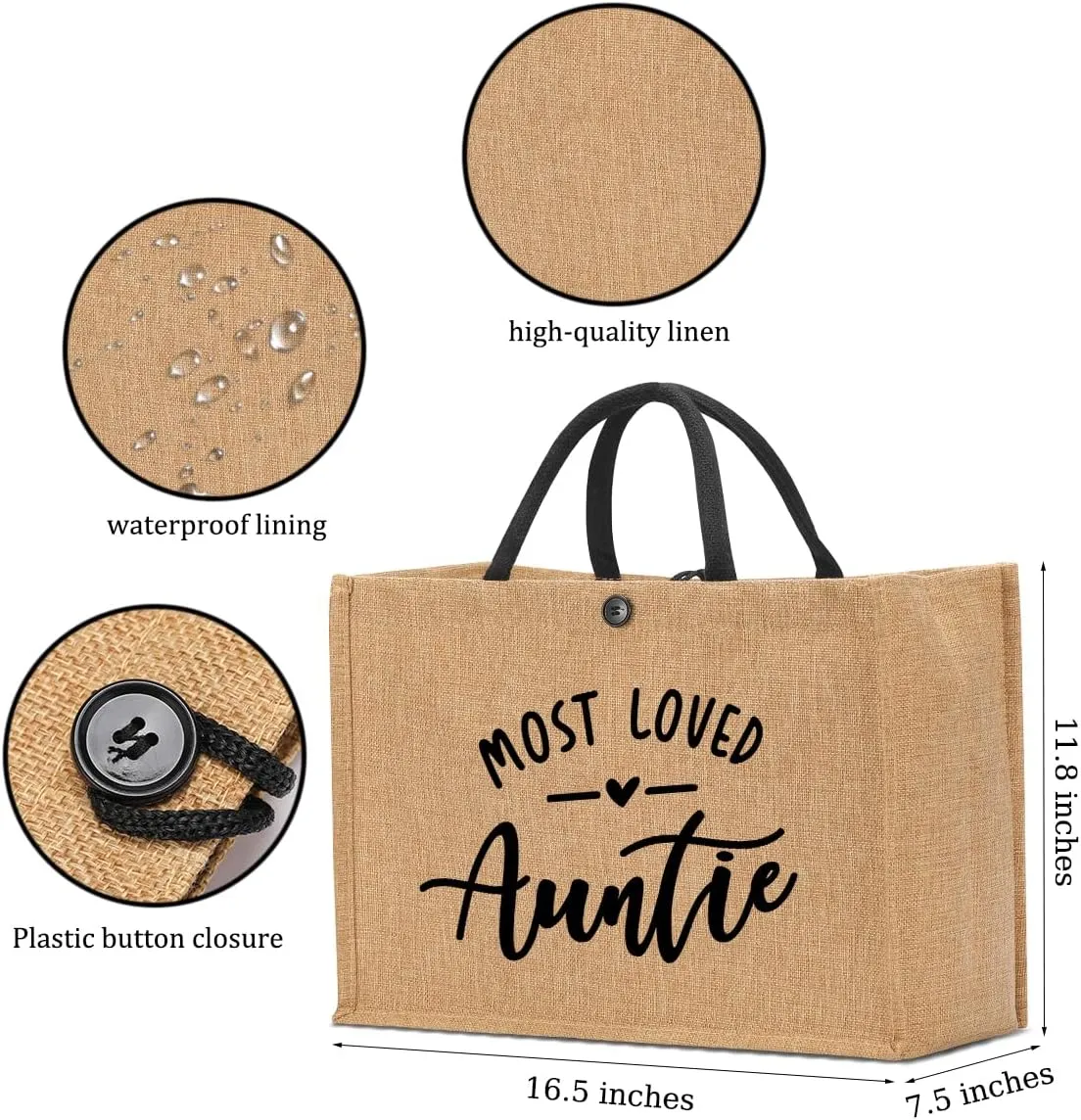 Nanny Mama Mom Memaw Abuela Granny Mimi Aunt Grandma Nana Gigi Gifts Burlap Tote Bag for Women Lady