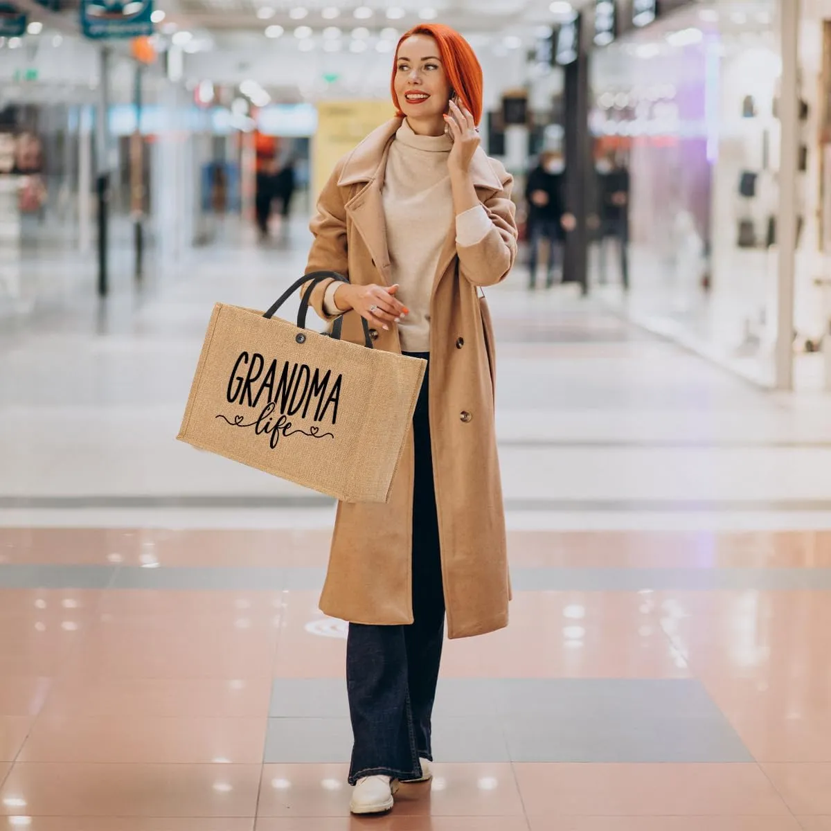 Nanny Mom Mama Memaw Abuela Granny Mimi Aunt Nana Gigi Grandma Gifts Burlap Tote Bag for Women Lady
