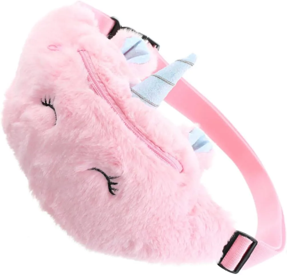NOLITOY 1pc Unicorn Fanny Pack Fluffy Bag Cute Teen Girl Bum Bag Unicorn Our Furry Belt Waist Bag Fashion Pouch Chest Bag Plush Pink