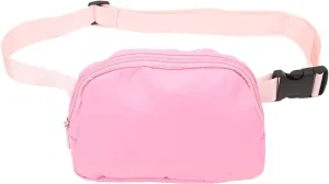 Nylon Fanny Pack Adjustable Belt Zipper Pockets Travel Waist Bag for Women (Pink)