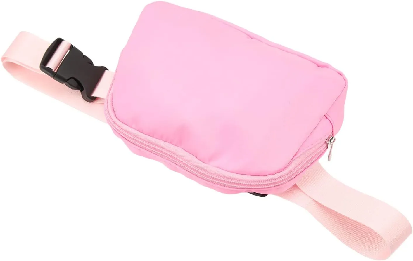 Nylon Fanny Pack Adjustable Belt Zipper Pockets Travel Waist Bag for Women (Pink)