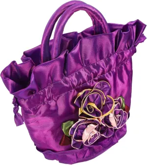 PartyKindom Floral Drawstring Handbag for Women Elegant Evening Purse for Bridal Weddings and Parties Stylish Bucket Bag