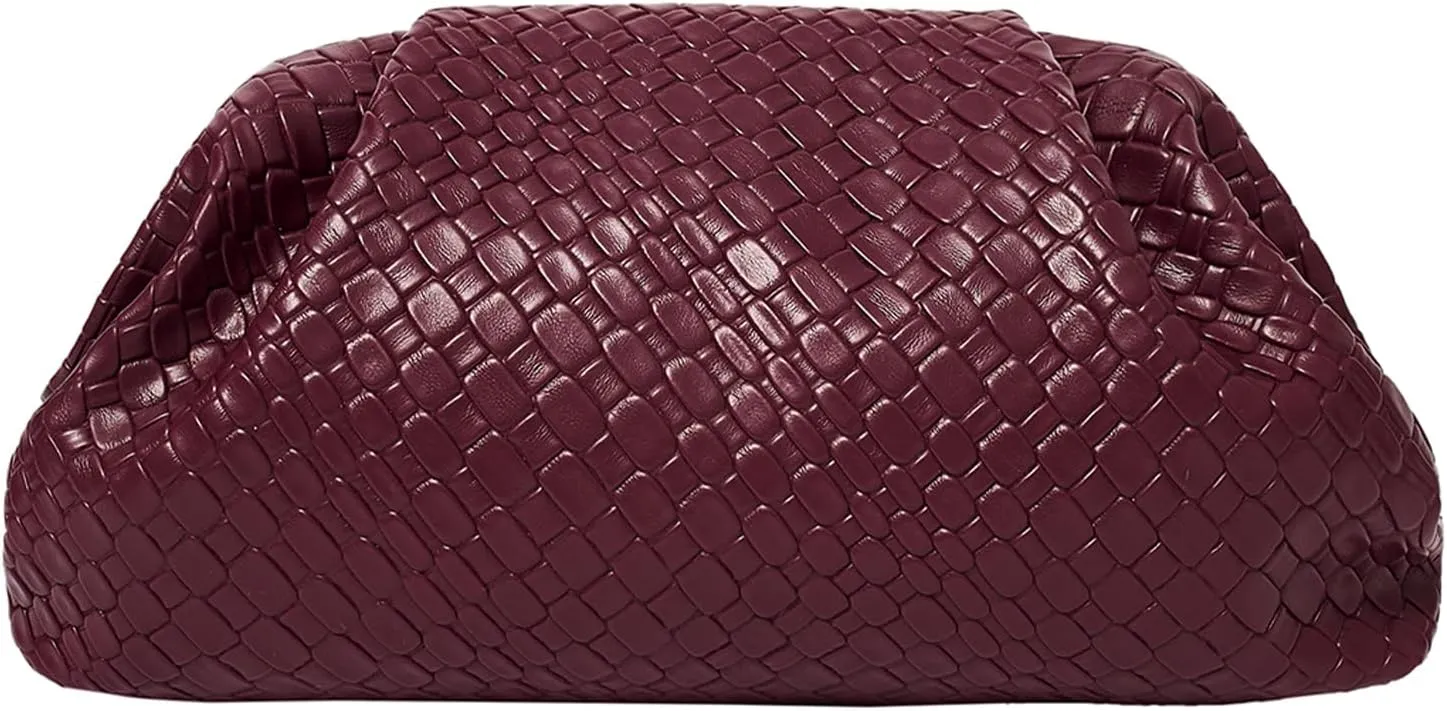 PHILOMENA Women's Vegan Leather Purse Ruched Bag Evening Handbag Dumpling Clutch Purse