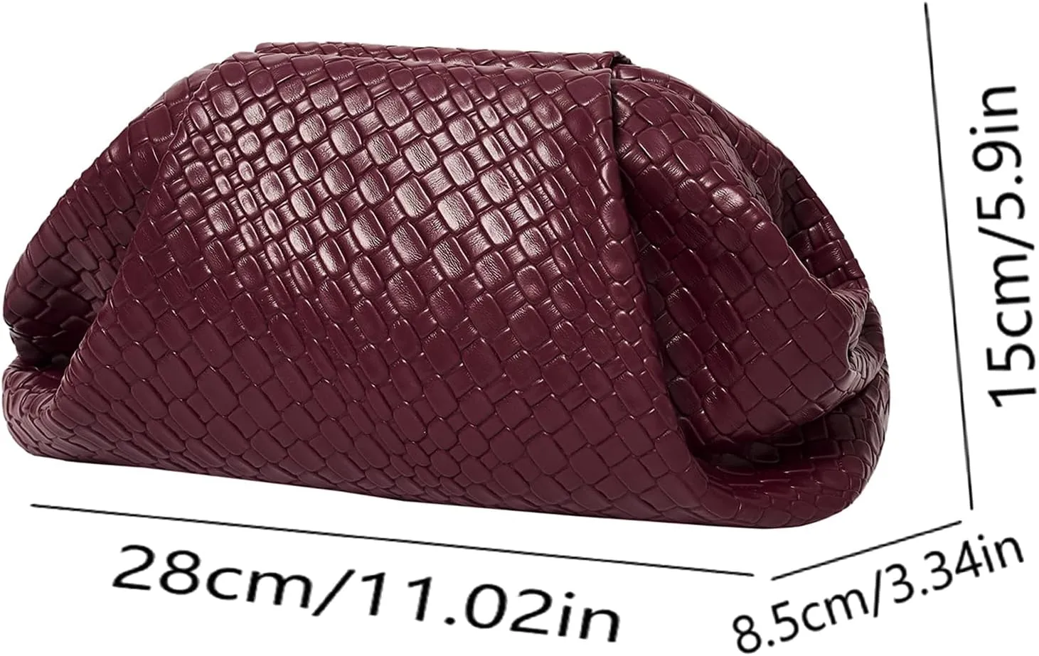 PHILOMENA Women's Vegan Leather Purse Ruched Bag Evening Handbag Dumpling Clutch Purse
