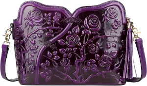 PIJUSHI Designer Leather Handbags for Women Ladies Floral Crossbody Shoulder Bags Clutch Purse