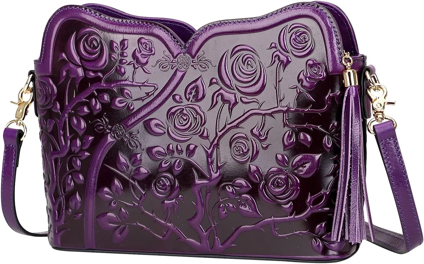 PIJUSHI Designer Leather Handbags for Women Ladies Floral Crossbody Shoulder Bags Clutch Purse