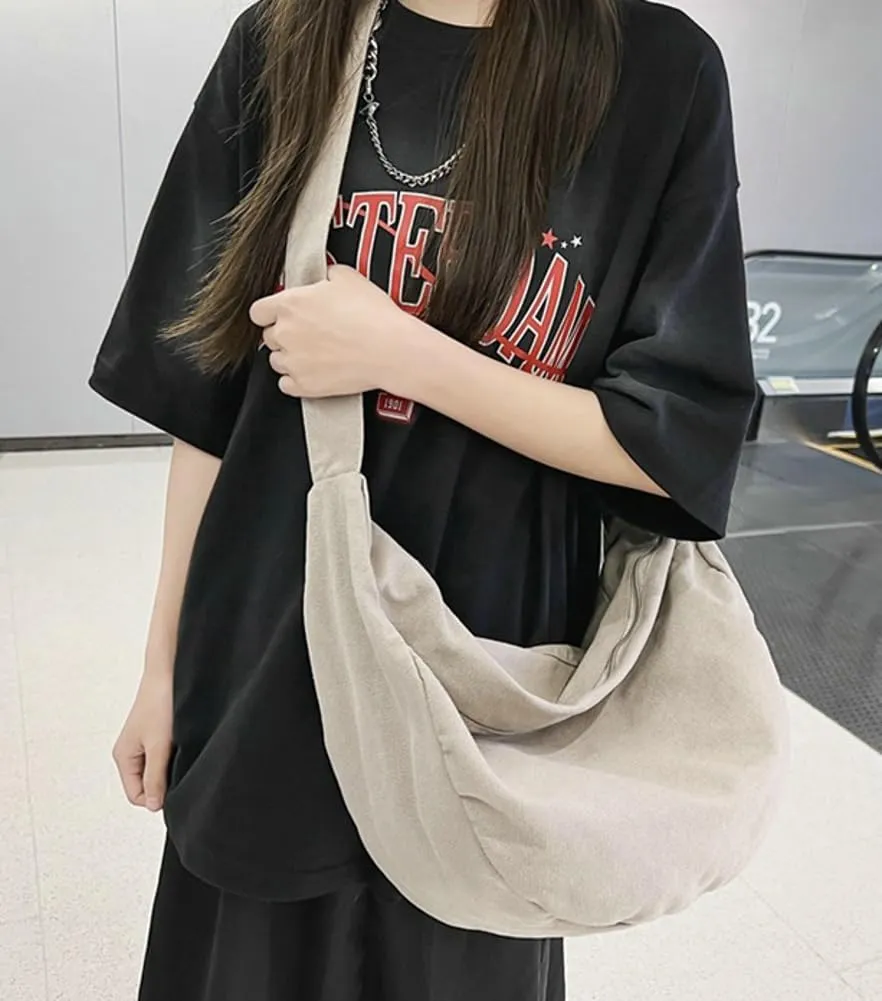 Pocadri Canvas Crossbody Bags for Women Large Tote Hobo Shoulder Bag with Pockets Cesent Top-handle Handbag Work