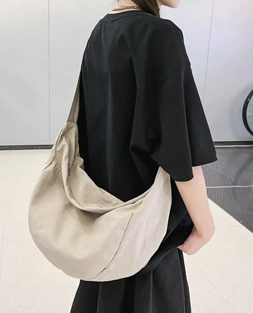 Pocadri Canvas Crossbody Bags for Women Large Tote Hobo Shoulder Bag with Pockets Cesent Top-handle Handbag Work