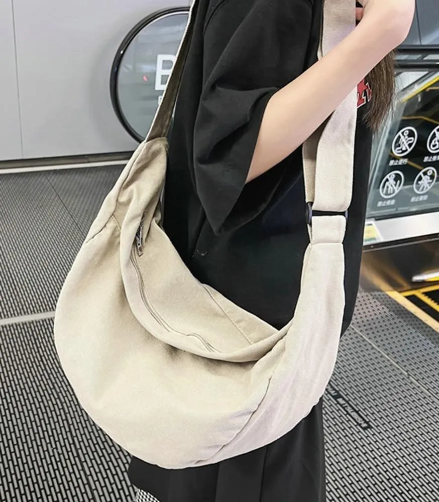 Pocadri Canvas Crossbody Bags for Women Large Tote Hobo Shoulder Bag with Pockets Cesent Top-handle Handbag Work