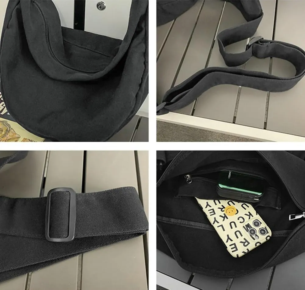 Pocadri Canvas Crossbody Bags for Women Large Tote Hobo Shoulder Bag with Pockets Cesent Top-handle Handbag Work