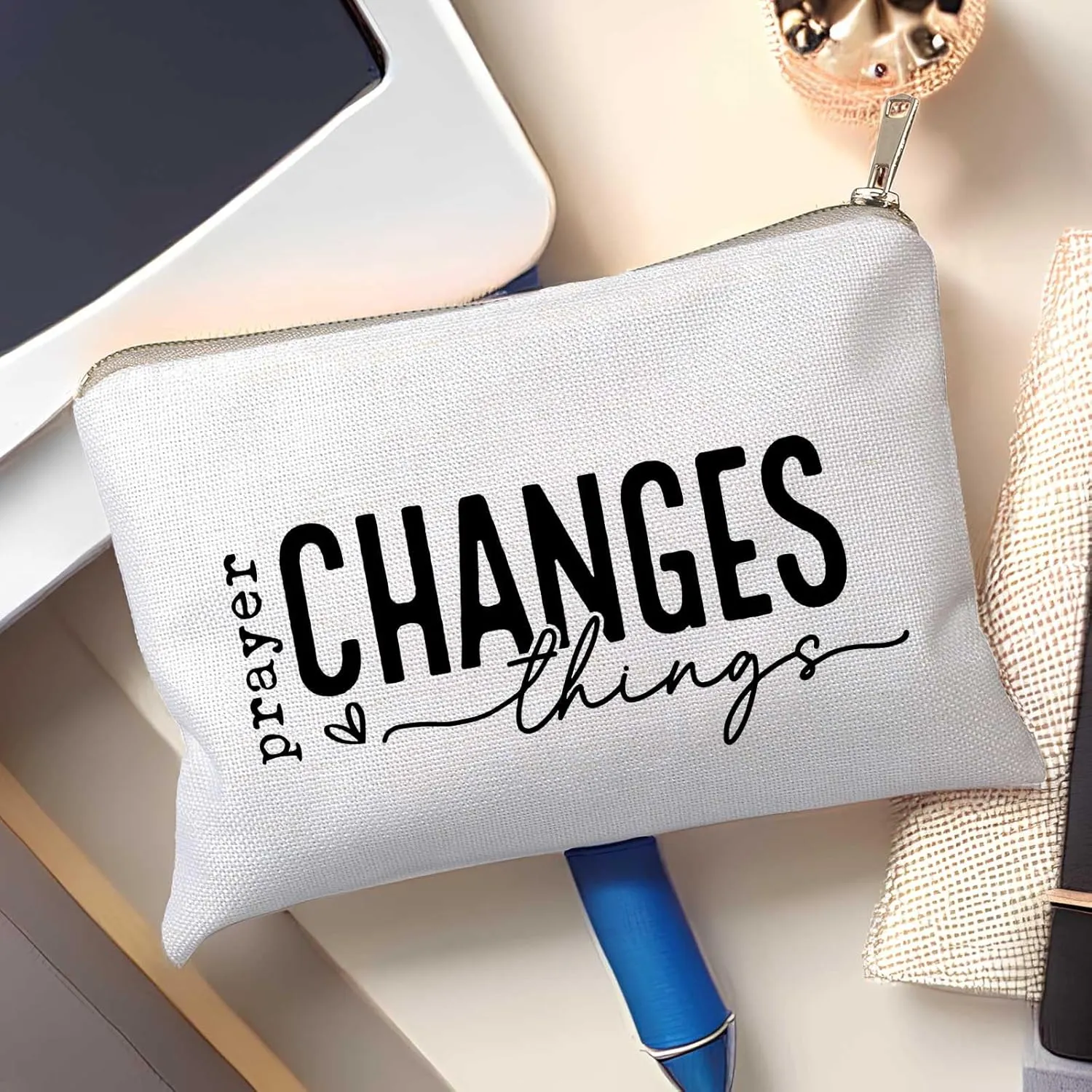 Prayer Changes Things Makeup Bag Christian Worthy You Matter Travel Bag Religious Faith Makeup Case Bible Verse Cosmetic Bag Sister Christian Gift Toiletry Bag Gift