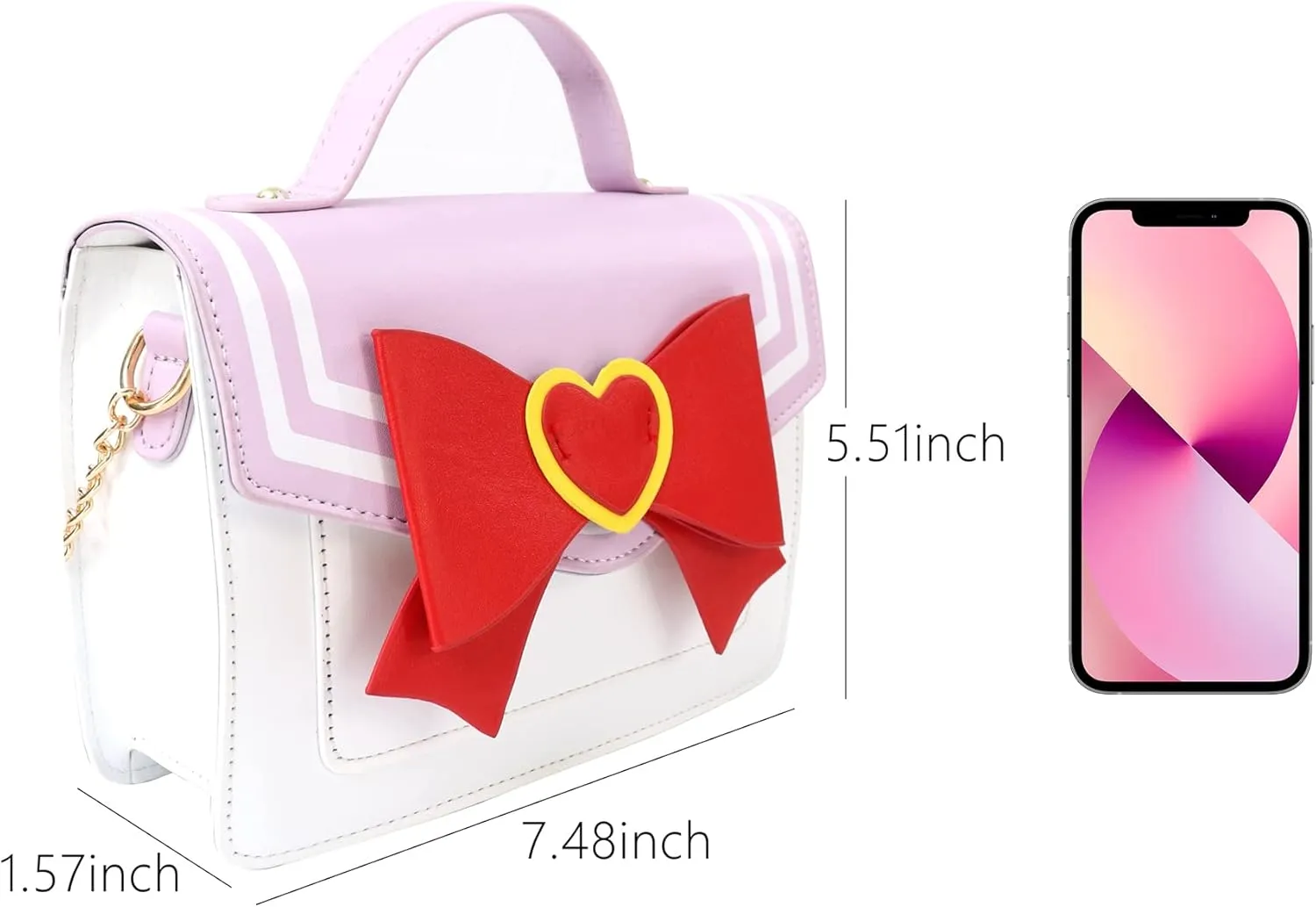 PROCOS Women's Handbags Kawaii Cute Anime Cosplay Pu Leather Purse Bow Chain Crossbody Shoulder Bags Messenger Satchel Tote